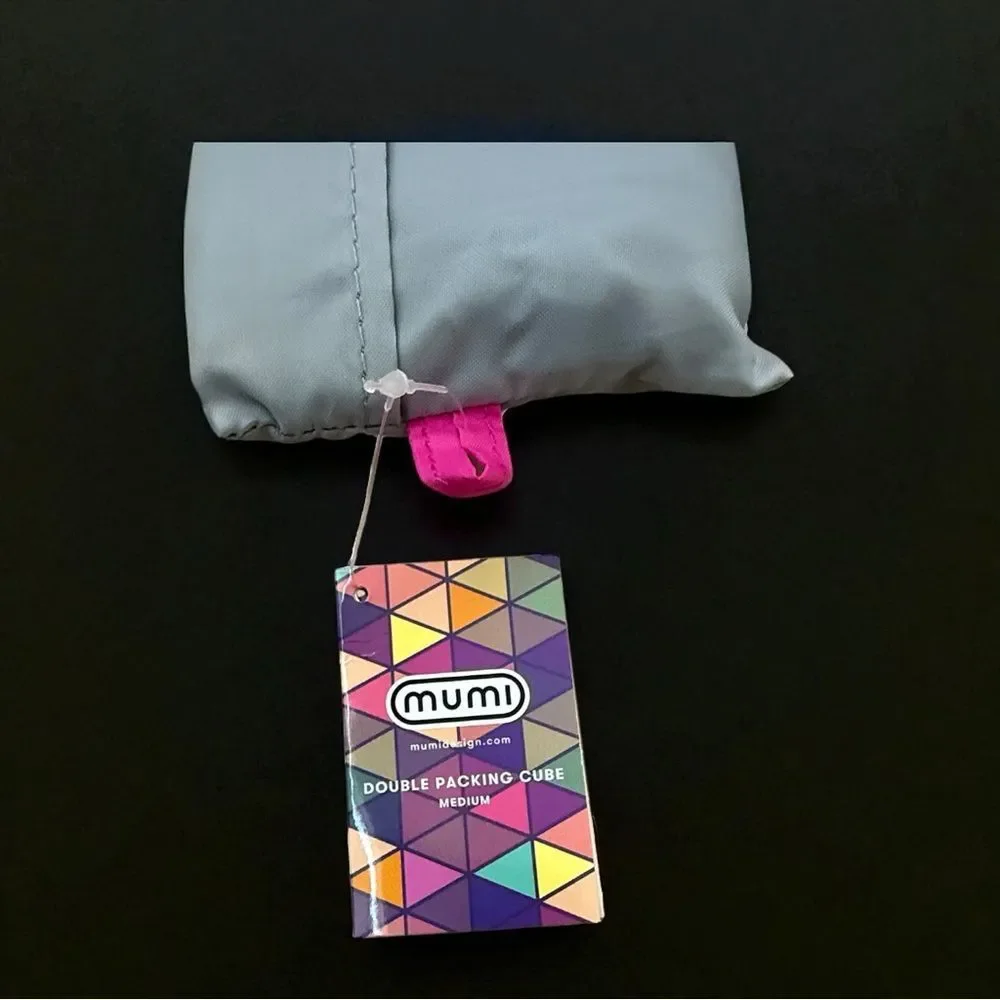 New with Tags Mumi Double Packing Tube Gray and Yellow Zipper Trim